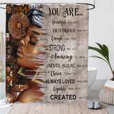 Aperturee - (7 Day Delivery) Aperturee African American Girl Quotes Shower Curtain Kit
